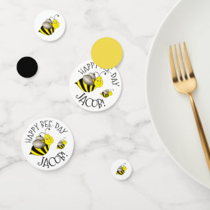 Happy Bee Day Bumblebee Yellow Bumble Bee Birthday Konfetti