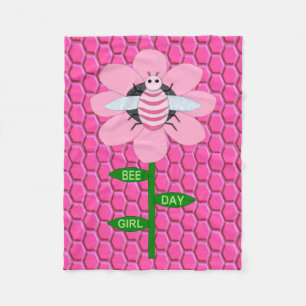 Happy Bee Day Girl Pink Birthday Hummel Fleecedecke