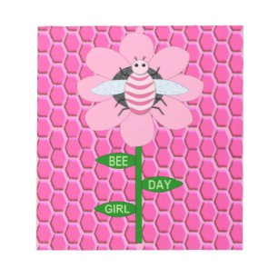 Happy Bee Day Girl Pink Birthday Hummel Notizblock