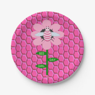 Happy Bee Day Girl Pink Birthday Hummel Pappteller