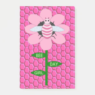 Happy Bee Day Girl Pink Birthday Hummel Post-it Klebezettel