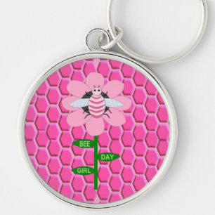Happy Bee Day Girl Pink Birthday Hummel Schlüsselanhänger