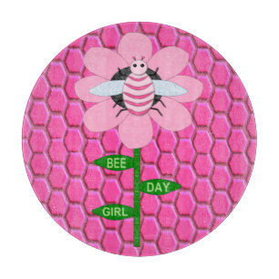Happy Bee Day Girl Pink Birthday Hummel Schneidebrett