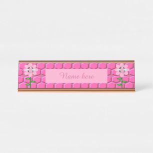 Happy Bee Day Girl Pink Birthday Hummel Schreibtischnamensplakette