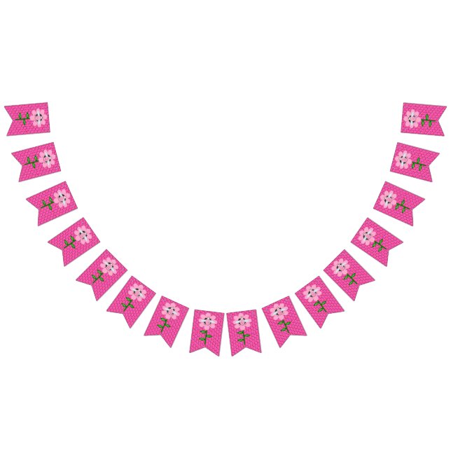 Happy Bee Day Girl Pink Birthday Hummel Wimpelkette (Alle)