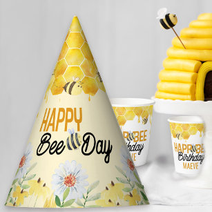 Happy Bee Day Kids Bee Thema Geburtstag Partyhütchen