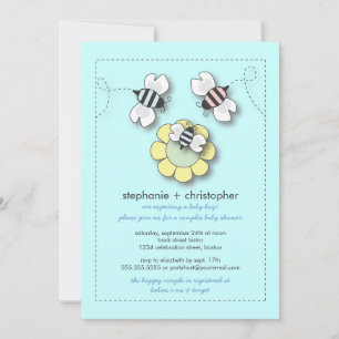 Happy Bee Family Couples Kinderdusche für Jungen Einladung