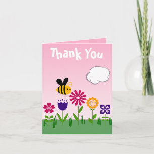 Happy Bee Flower Garden Custom BIRTHDAY DANK Dankeskarte