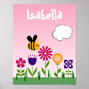 Happy Bee Flower Garden Personalisiert Poster