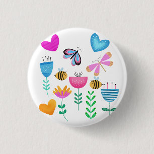 Happy Bee Garden Button