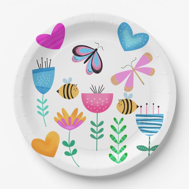 Happy Bee Garden Pappteller (Vorderseite)