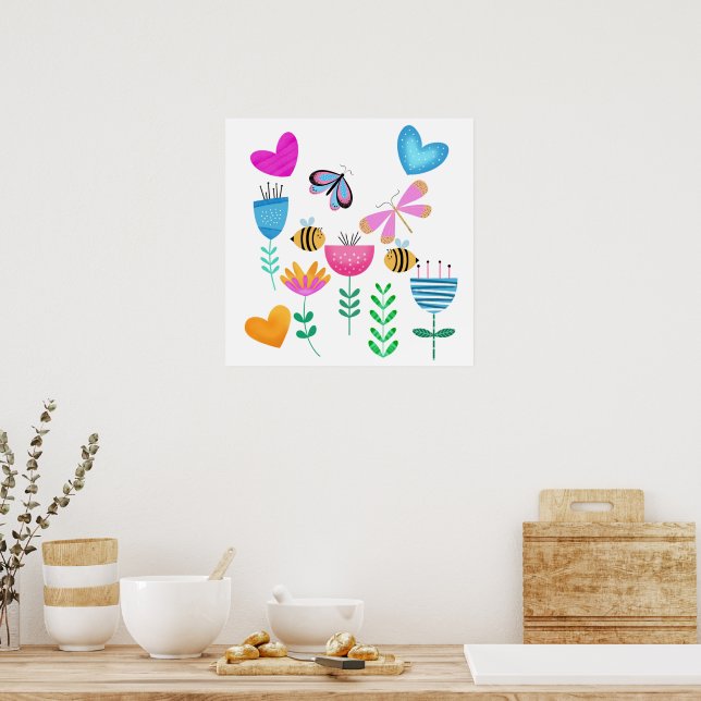 Happy Bee Garden Poster (Küche)