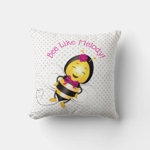 Happy Bee Girl Throw Kissen