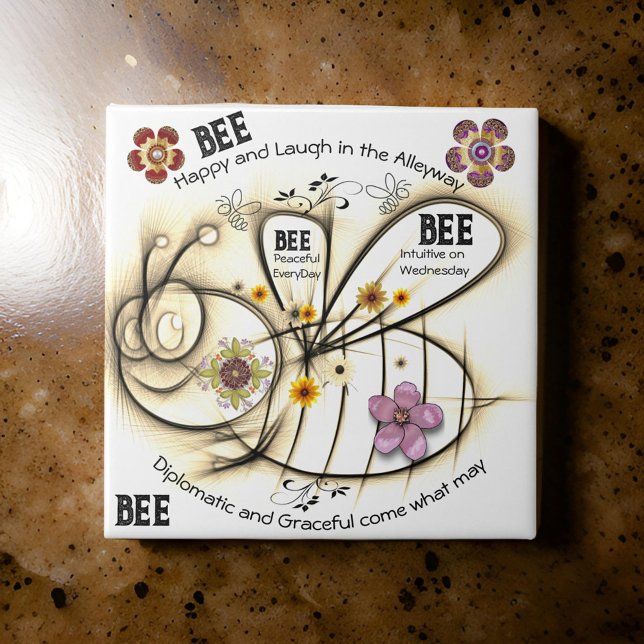 Happy Bee Redewendungen Blume Positive Keramik Til Fliese (Von Creator hochgeladen)