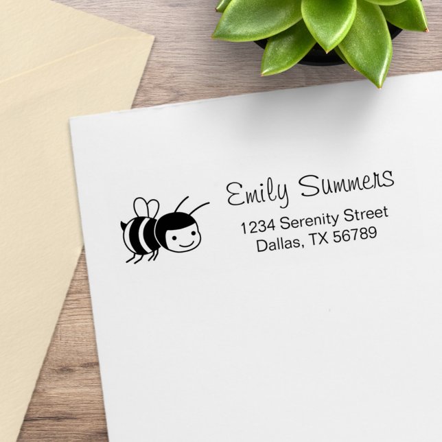 Happy Bee Rücksendeadresse Gummistempel (Von Creator hochgeladen)