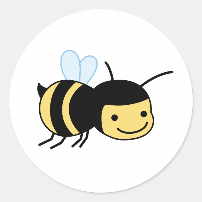 Happy Bee Runder Aufkleber (Vorderseite)