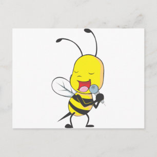 Happy Bee Singing Postkarte
