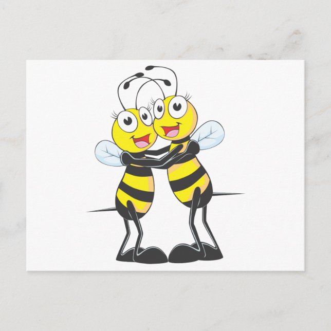 Happy Bee Sisters Postkarte (Vorderseite)