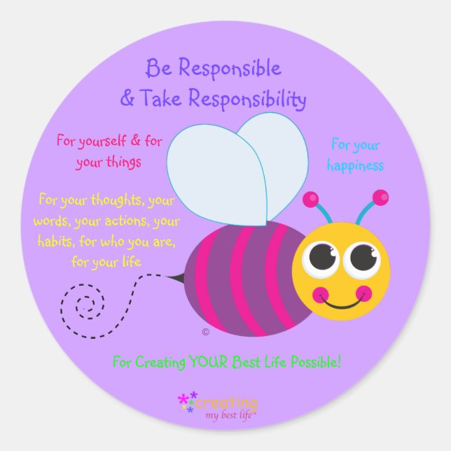 Happy Bee Sticker - groß (Vorderseite)