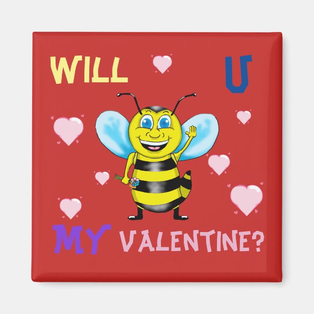 Happy Bee Valentine's Magnet (Vorne)