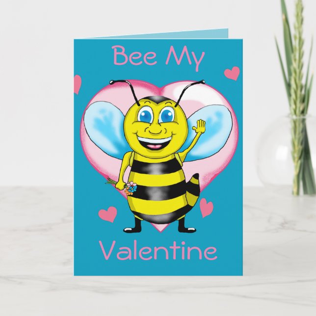 Happy Bee Valentinstag Card Feiertagskarte (Vorderseite)