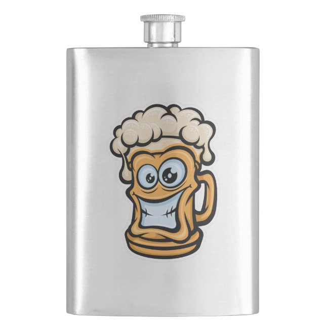 Happy Beer Tasse, Funny Illustration Flachmann (Vorderseite)