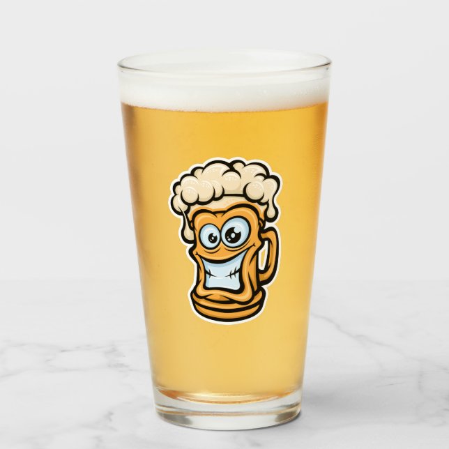 Happy Beer Tasse, Funny Illustration Glas (Vorne (Gefüllt))