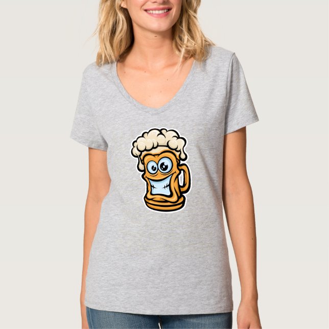 Happy Beer Tasse, Funny Illustration T-Shirt (Vorderseite)