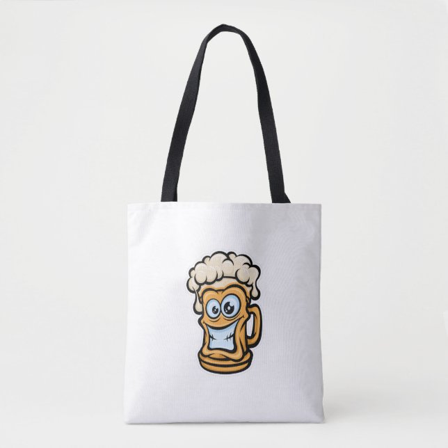 Happy Beer Tasse, Funny Illustration Tasche (Vorderseite)