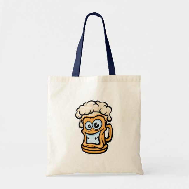 Happy Beer Tasse, Funny Illustration Tragetasche (Vorne)
