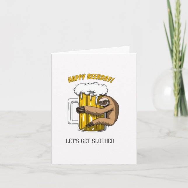 Happy Beerday Funny Birthday Card Karte (Vorderseite)