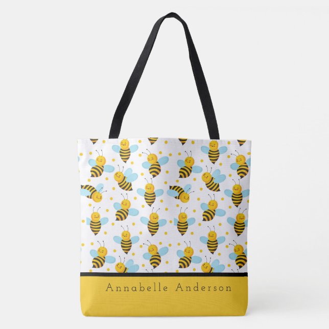 Happy Bees Personnalisent le Sac fourre-tout (Devant)