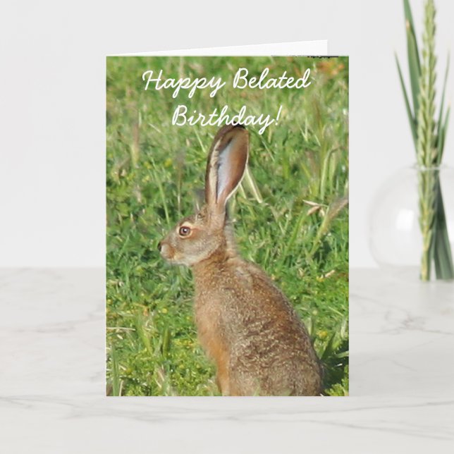 Happy Belated Birthday Jack Rabbit Grußkarte Karte (Vorderseite)