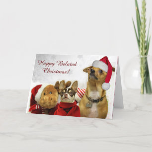 Happy Belated Christmas Chihuahuas Grußkarte Feiertagskarte