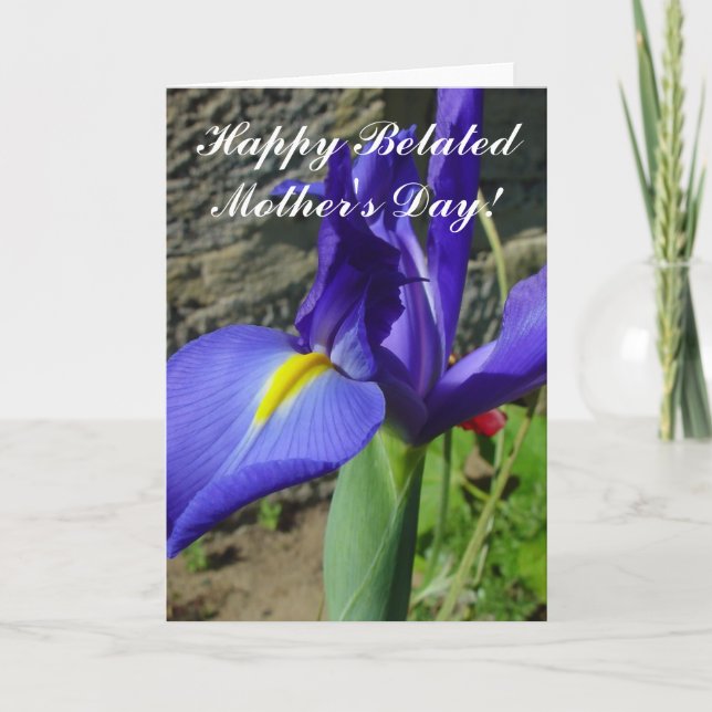 Happy Belated Mother's Day Lila Iris card Karte (Vorderseite)