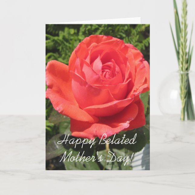 Happy Belated Mother's Day Orange Rose Card Karte (Vorderseite)