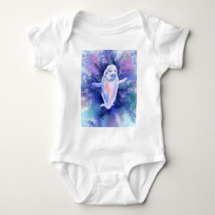 Happy Beluga Whale Baby Bodysuit Strampler