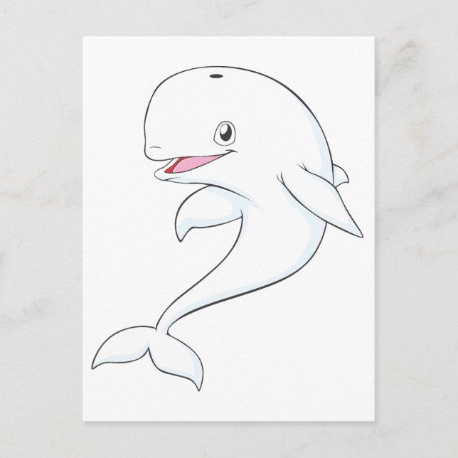 Happy Beluga Whale Cartoon Postkarte (Vorderseite)
