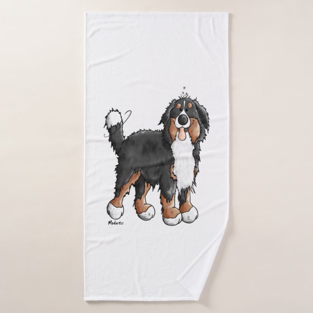Happy Bernese Mountain Dog - Comic - Chiens - Cart (Serviette de bain)
