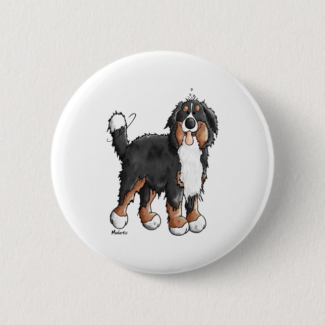 Happy Bernese Mountain Hund - Comic - Hunde - Cart Button (Vorderseite)