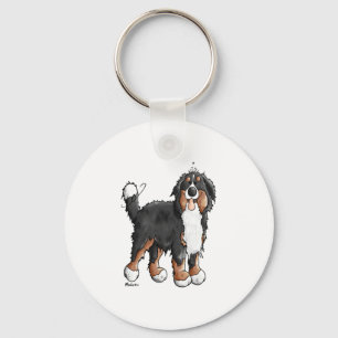 Happy Bernese Mountain Hund - Comic - Hunde - Cart Schlüsselanhänger