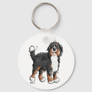 Happy Bernese Mountain Hund - Comic - Hunde - Cart Schlüsselanhänger