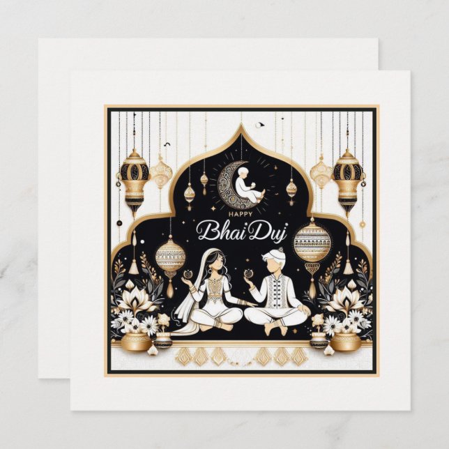 Happy Bhai Duj Karte (Vorne/Hinten)