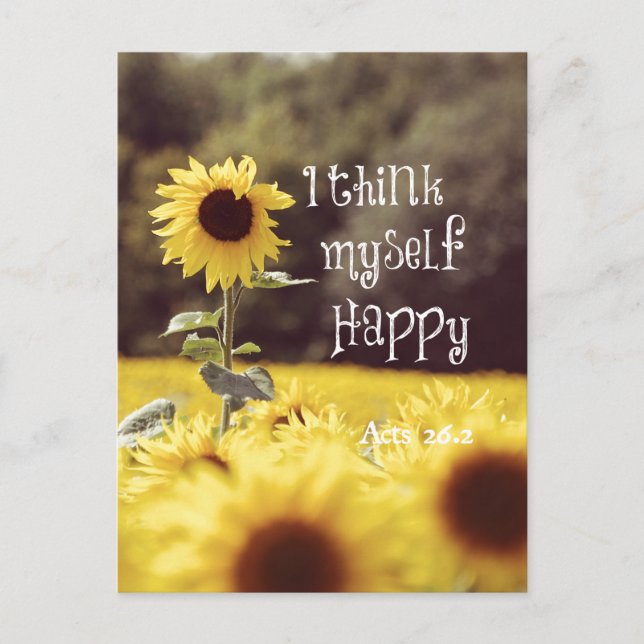 Happy Bible Verse mit Sonnenblumen Postkarte (Vorderseite)