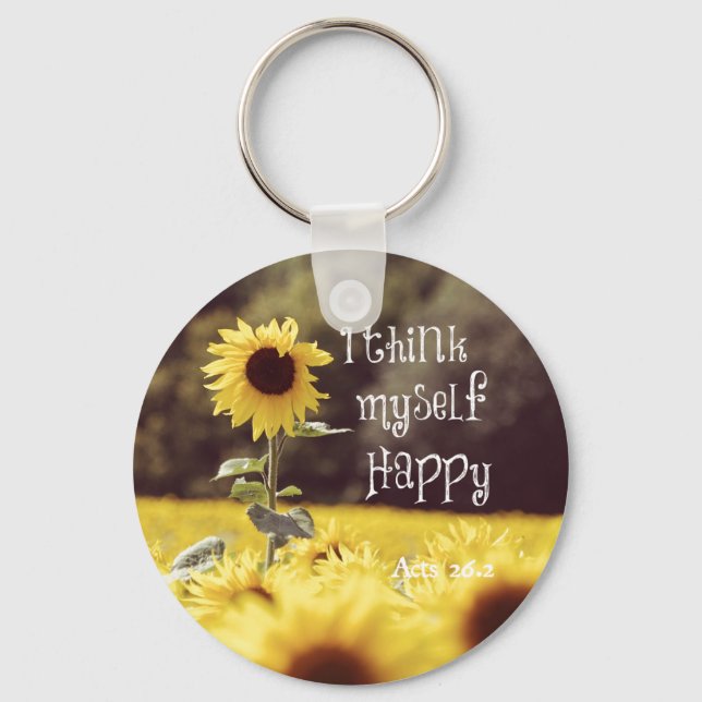 Happy Bible Verse mit Sonnenblumen Schlüsselanhänger (Vorderseite)