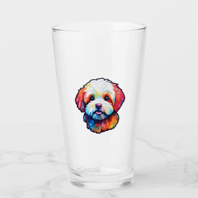 Happy Bichon fries Glas (Vorderseite)