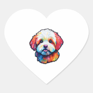 Happy Bichon fries Herz-Aufkleber