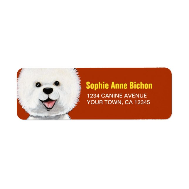 Happy Bichon Frise Hund Rückgabeadresse Etikett (Vorne)