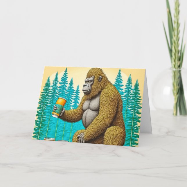 Happy Biertag Geburtstag Pun Bigfoot Karte (Vorderseite)