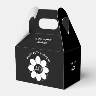 Happy Big 40 Birthday Floral Design Muster Schwarz Geschenkschachtel